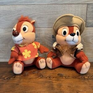 Playskool DISNEY RESCUE RANGERS 8" CHIP 'N DALE Stuffed Plush Toys 1989 Vintage